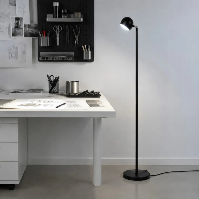 Lampadaire minimaliste noir intelligent avec télécommande HL4142