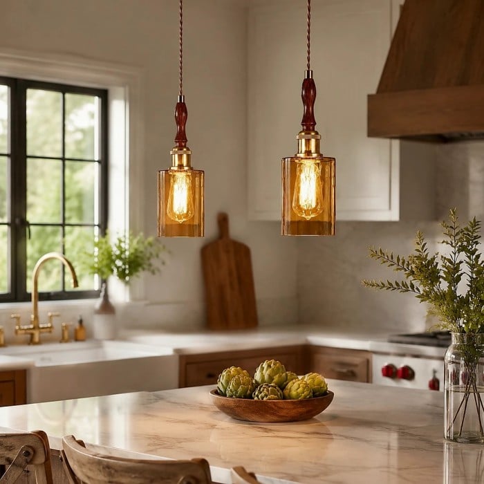 Minimalistyczna lampa wisząca w stylu retro ze szkła HL4080