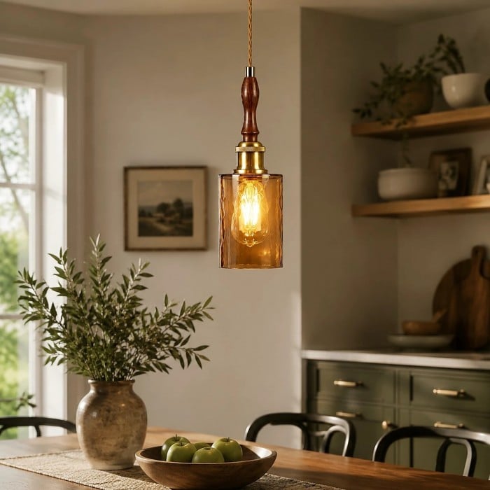Minimalistyczna lampa wisząca w stylu retro ze szkła HL4080