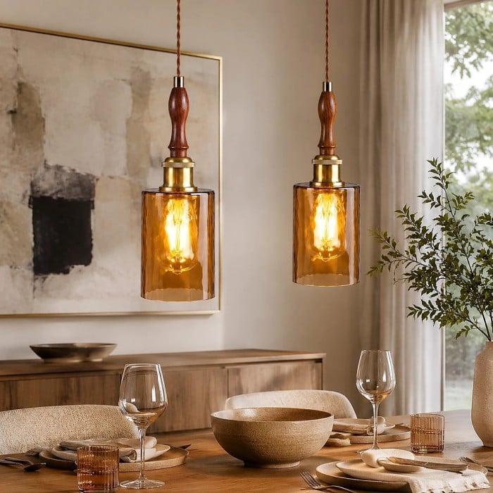Minimalistyczna lampa wisząca w stylu retro ze szkła HL4080