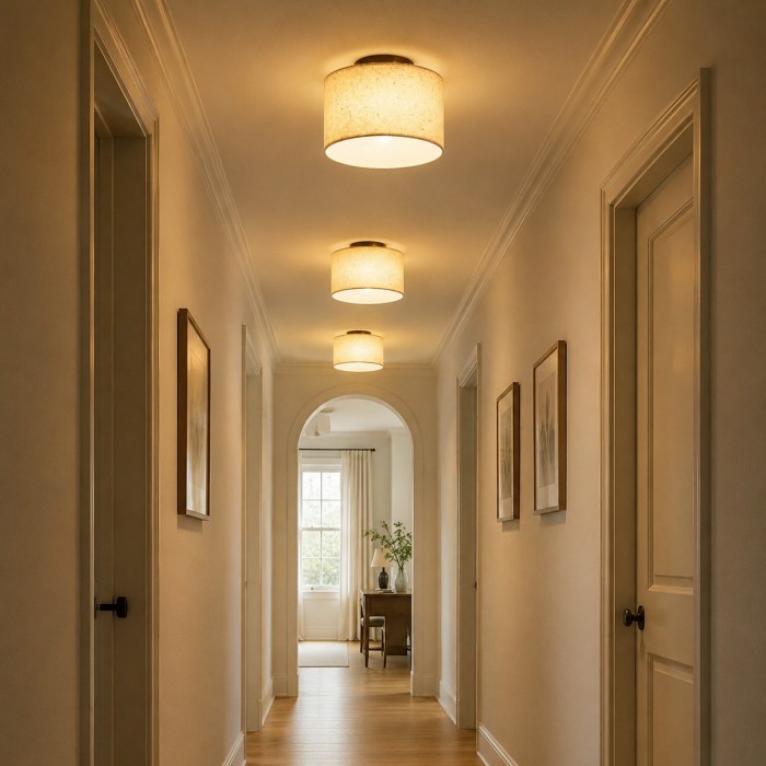 Plafondlamp HL4123 met natuurlijke rijstpapierafwerking, vlak gemonteerd