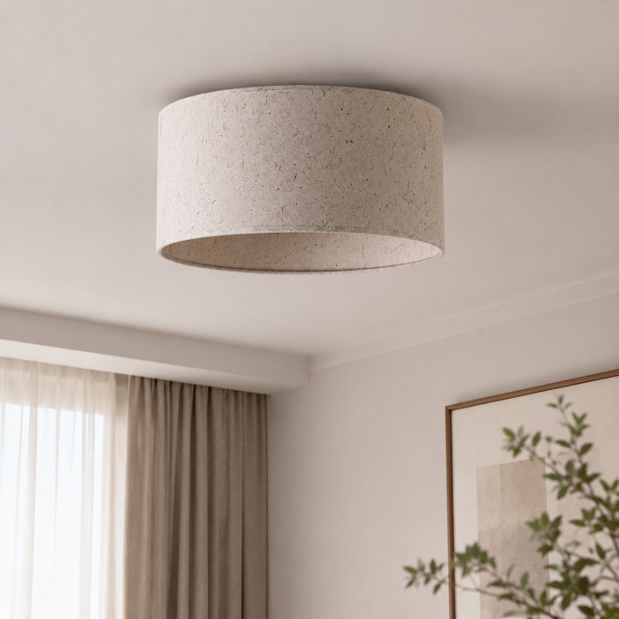 Plafondlamp HL4123 met natuurlijke rijstpapierafwerking, vlak gemonteerd