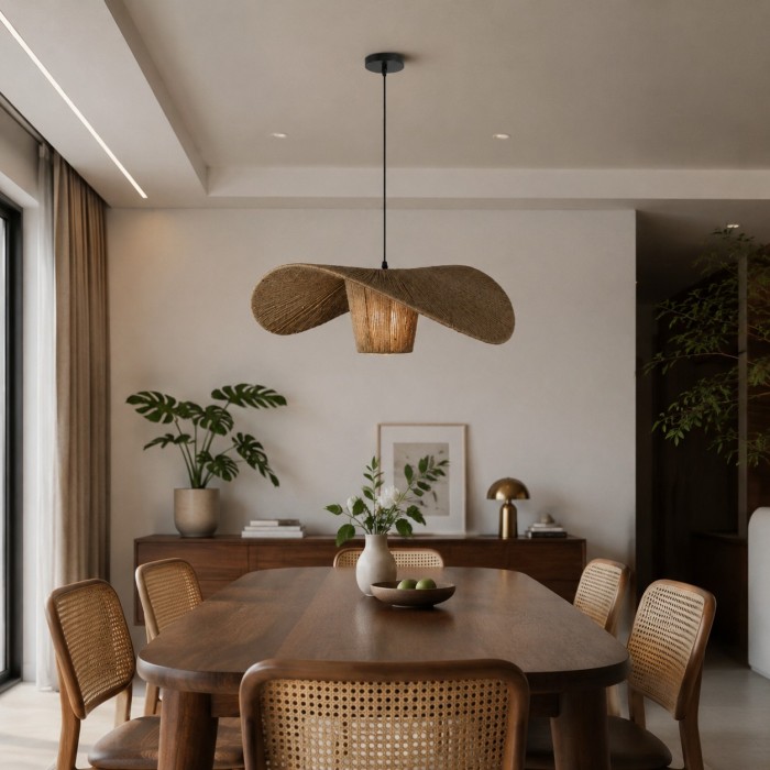 Hanglamp van rotan en henneptouw voor de eetkamer HL4084
