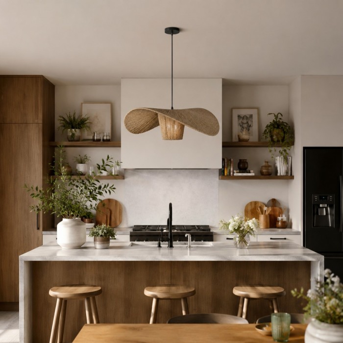 Hanglamp van rotan en henneptouw voor de eetkamer HL4084