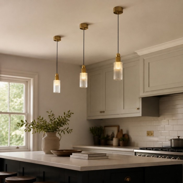 Mini LED-hanglamp met geribbeld glas HL4134