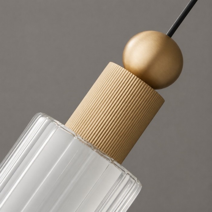 Mini LED-hanglamp met geribbeld glas HL4134