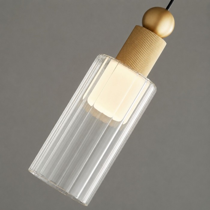 Mini LED-hanglamp met geribbeld glas HL4134