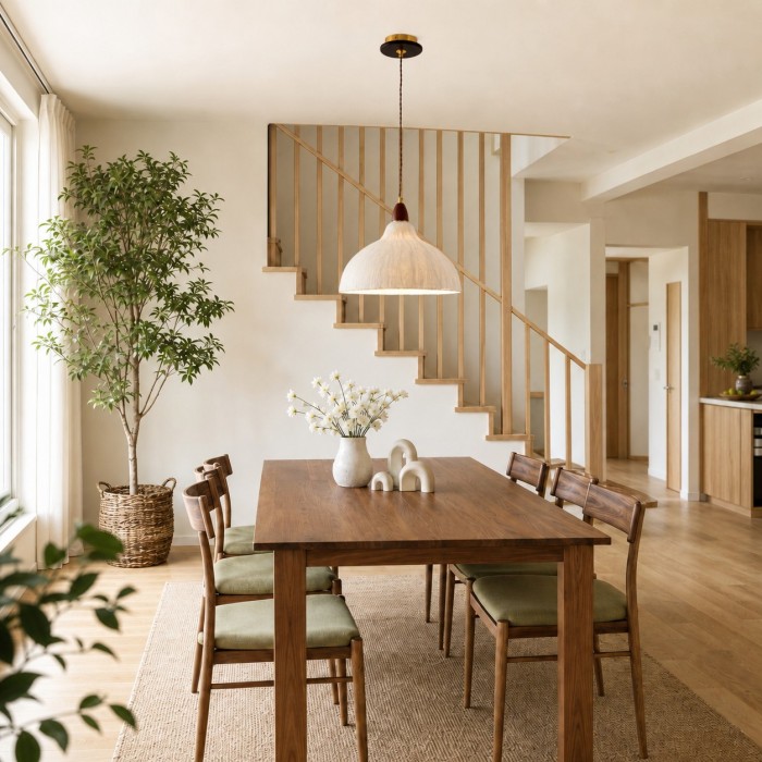 Hanglamp van rijstpapier in Wabi-Sabi-stijl voor de eetkamer HL4098