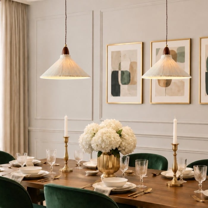 Hanglamp van rijstpapier in Wabi-Sabi-stijl voor de eetkamer HL4098