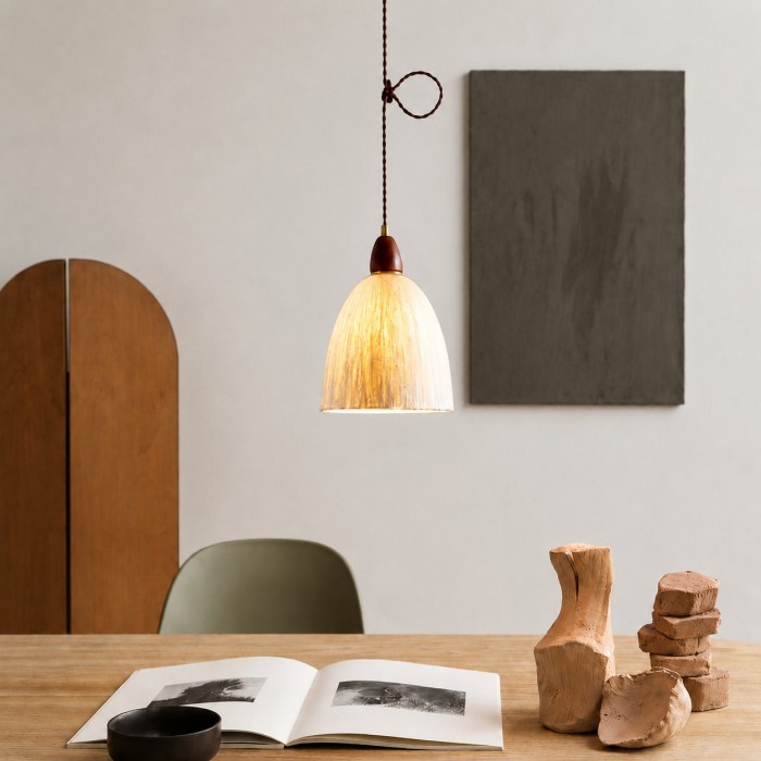 Hanglamp van rijstpapier in Wabi-Sabi-stijl voor de eetkamer HL4098