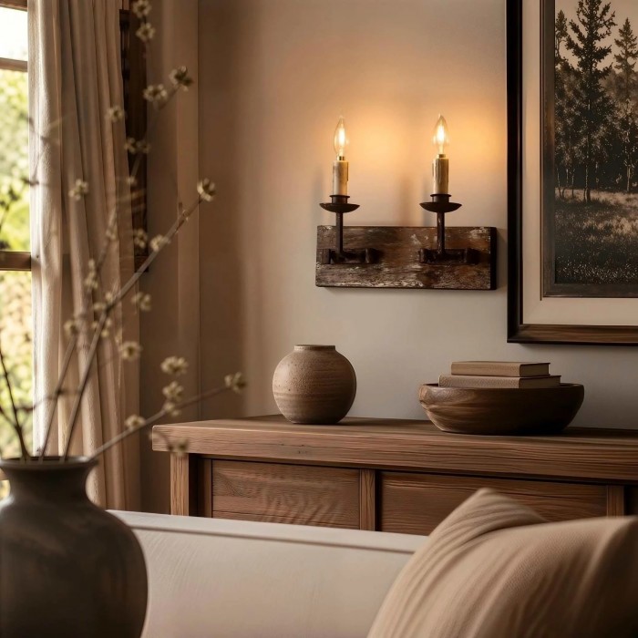 Aplique de pared rústico de madera para velas HL4121
