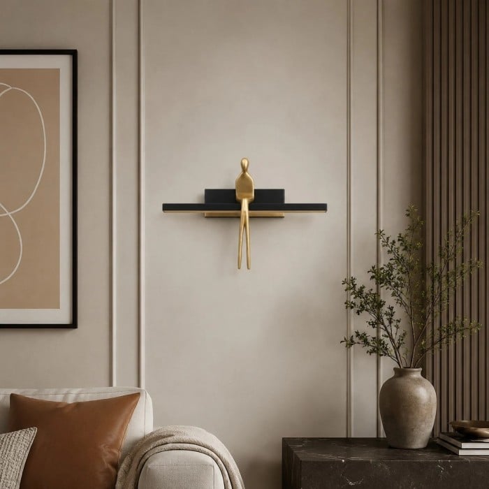 Sculpturale massief koperen wandlamp HL4161