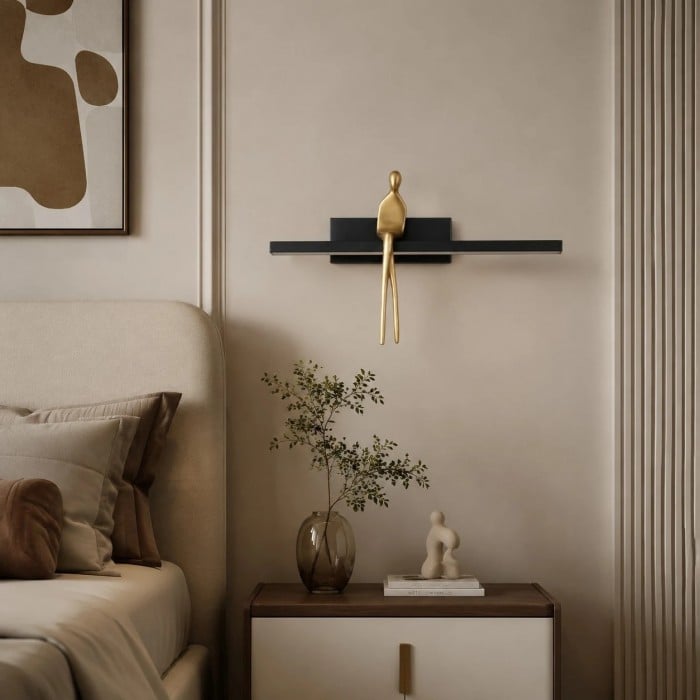 Sculpturale massief koperen wandlamp HL4161