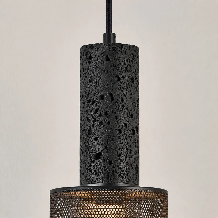 Hanglamp met zwarte, gestructureerde mesh-afwerking HL4162
