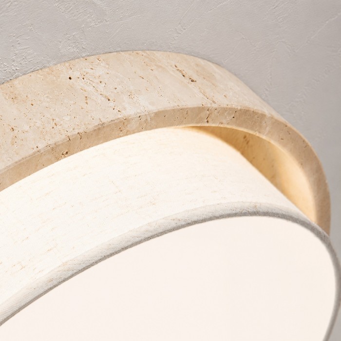 Plafondlamp met travertinkleurige bekleding, vlak gemonteerd, model HL4111