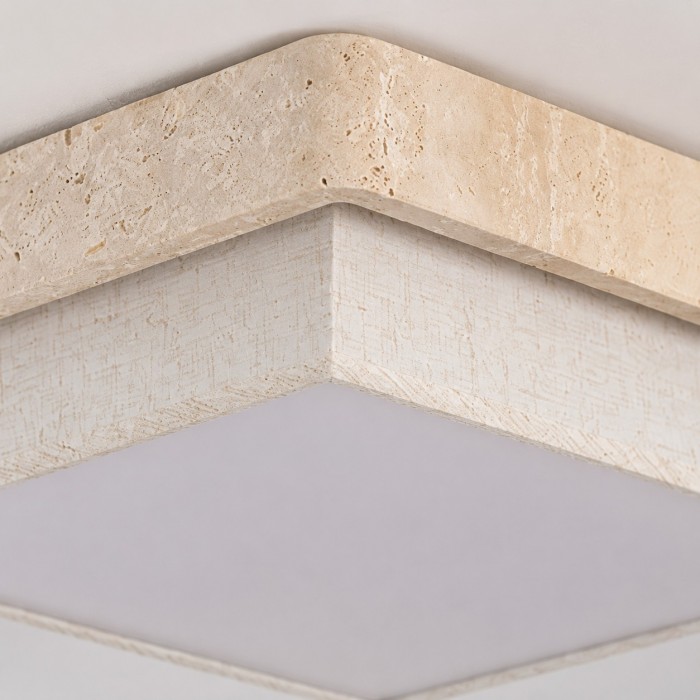 Plafondlamp met travertinkleurige bekleding, vlak gemonteerd, model HL4111
