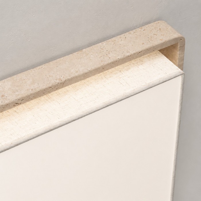 Plafondlamp met travertinkleurige bekleding, vlak gemonteerd, model HL4111