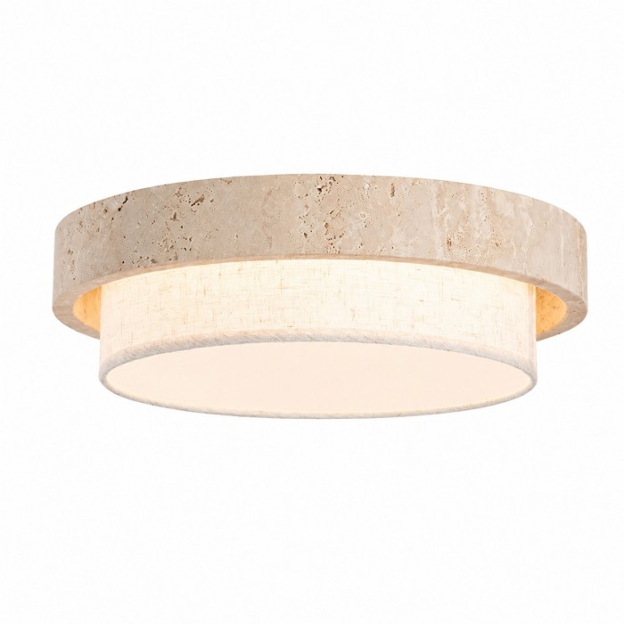 Plafondlamp met travertinkleurige bekleding, vlak gemonteerd, model HL4111