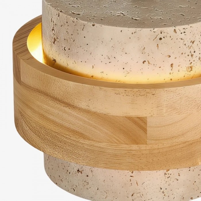 Hanglamp HL4159 van travertijnsteen en hout