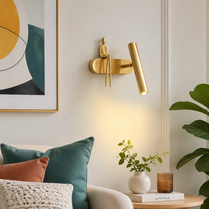 Verstellbare Wandleuchte aus Messing im Vintage-Stil HL4131