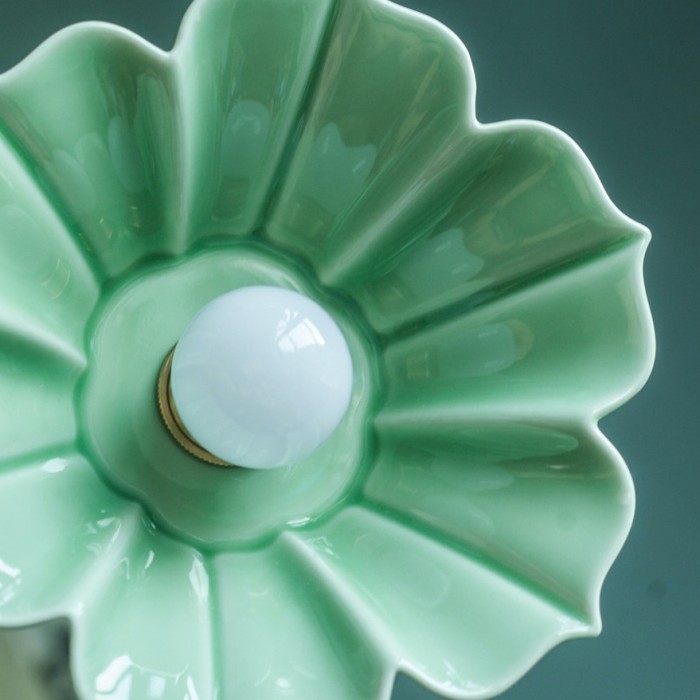 Vintage celadon keramische lotus hanglamp HL4066