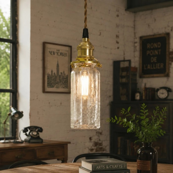 Vintage hanglamp van craqueléglas HL4083
