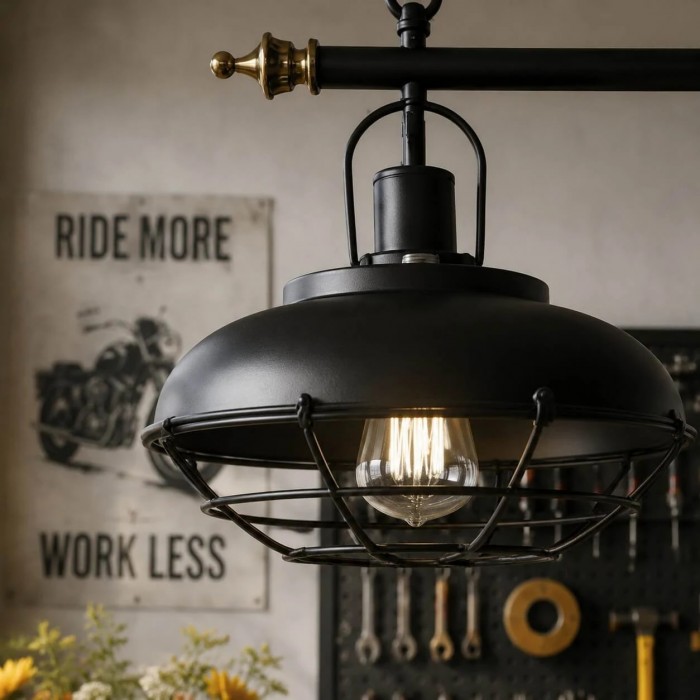 Vintage industriële biljart hanglamp met glazen of ijzeren kappen HL4067