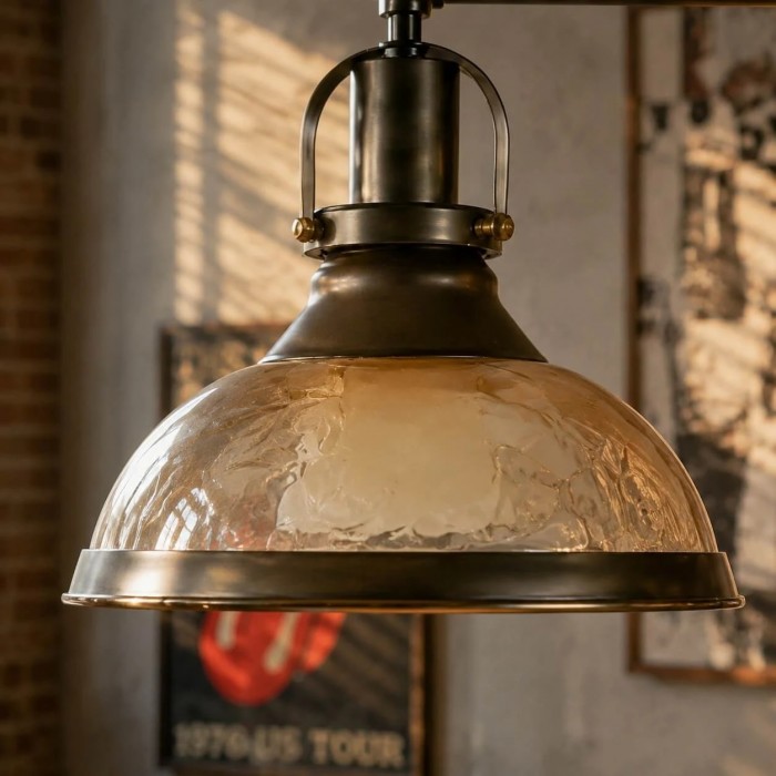 Vintage industriële biljart hanglamp met glazen of ijzeren kappen HL4067