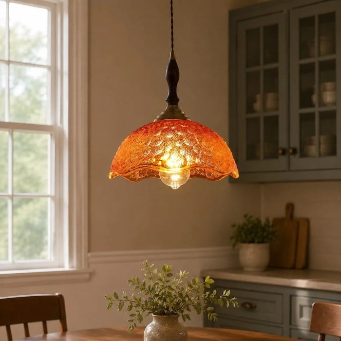 Vintage hanglamp van gegolfd glas HL4195