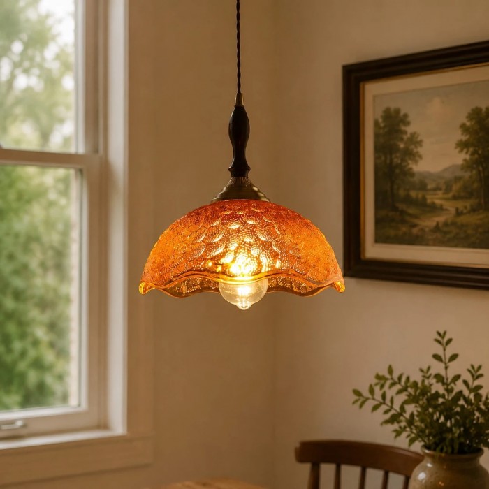 Vintage hanglamp van gegolfd glas HL4195
