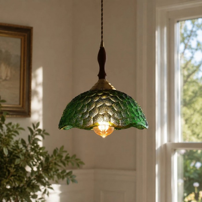 Vintage hanglamp van gegolfd glas HL4195