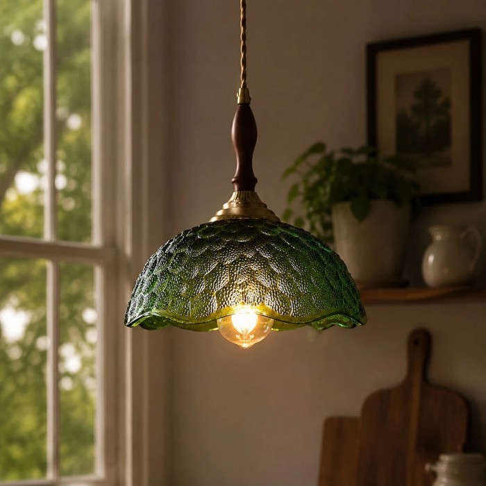 Vintage hanglamp van gegolfd glas HL4195