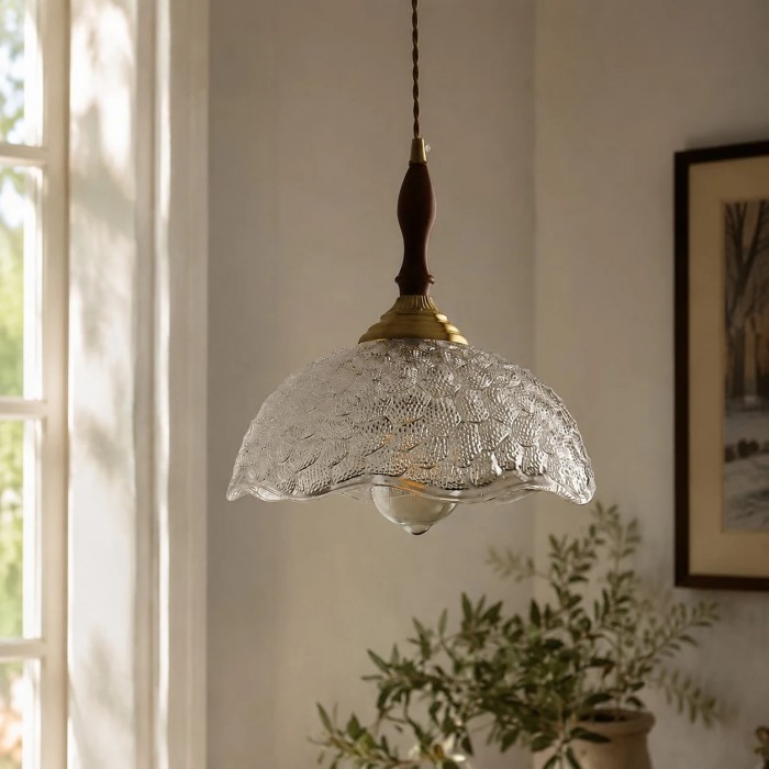 Vintage hanglamp van gegolfd glas HL4195