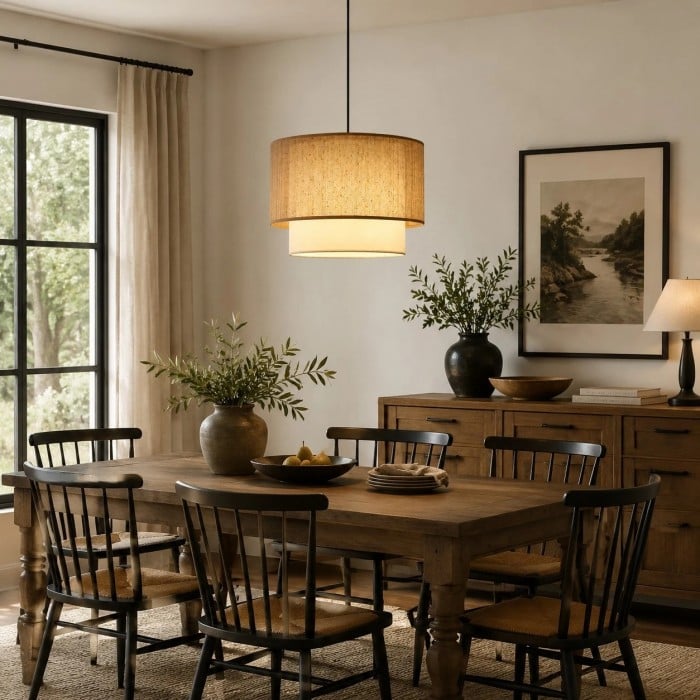 Wabi-Sabi linnen trommel hanglamp HL4168