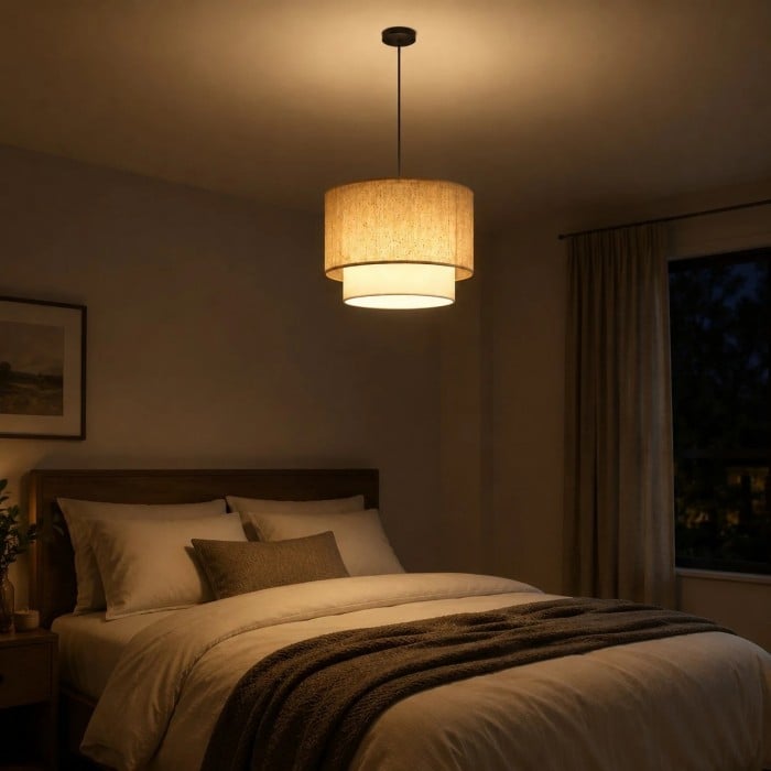 Wabi-Sabi linnen trommel hanglamp HL4168