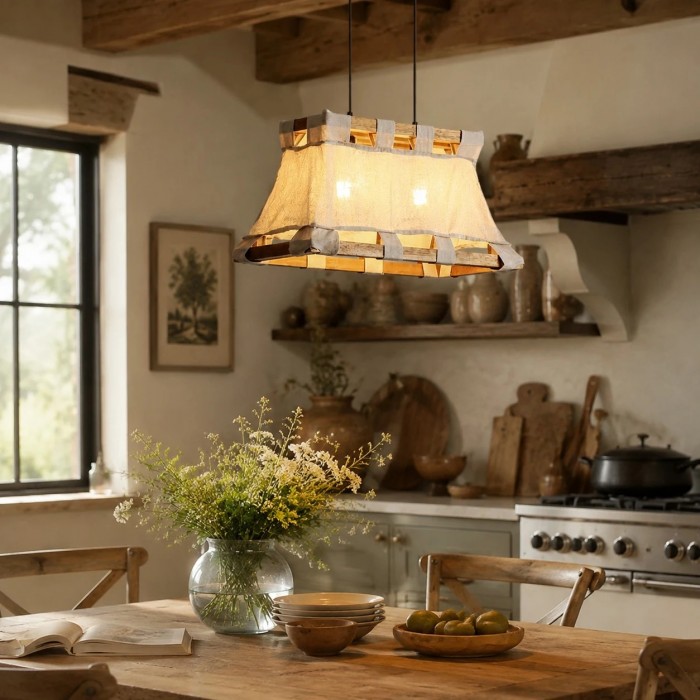 Wabi-Sabi hanglamp van hout en stof HL4181
