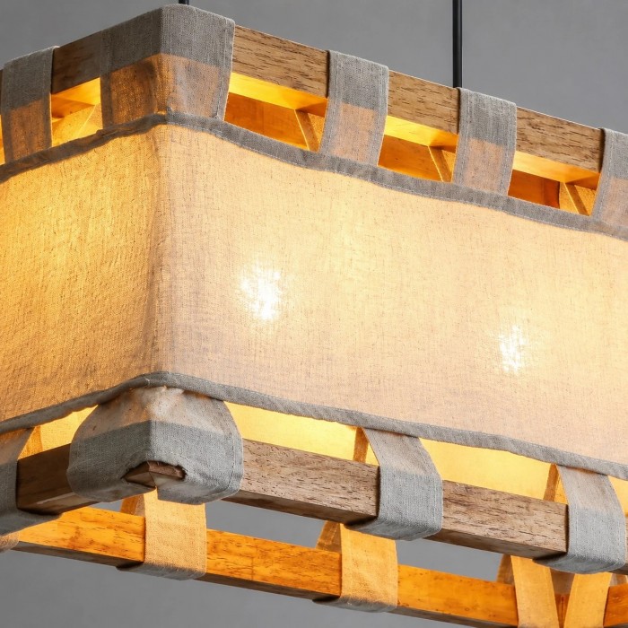 Wabi-Sabi hanglamp van hout en stof HL4181