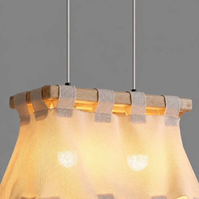 Wabi-Sabi hanglamp van hout en stof HL4181