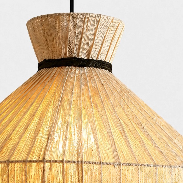 Lámpara colgante cónica de tela tejida para comedor HL4113