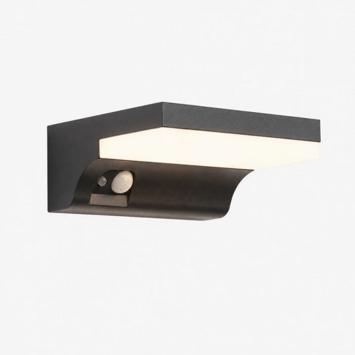 Black Aluminum Glass Outdoor Wall Lamp with Motion Sensor HL4172