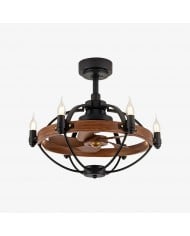 Industrial Ceiling Fan Light with Wood or Iron Blades HL3941