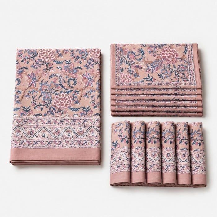 Nappe en lin et coton à motif floral HL4135