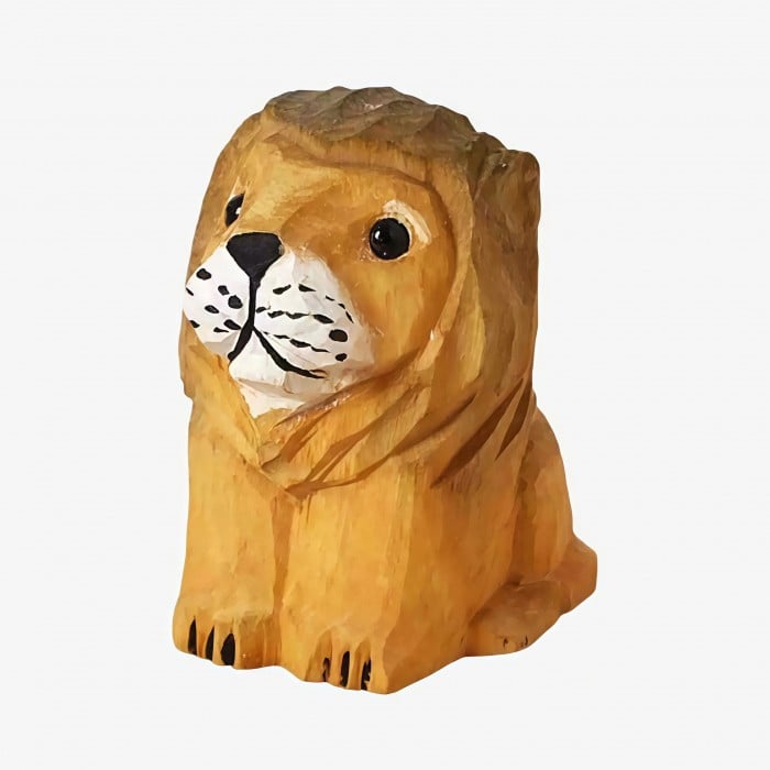 Handgeschnitzte Löwen- und Leoparden-Minifiguren aus Holz HL4077