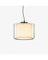 Hanglamp met vintage stoffen kap en dakrandafwerking HL3795