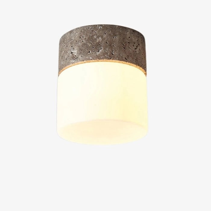Plafondlamp HL4102 van natuurlijk travertijn, vlak gemonteerd