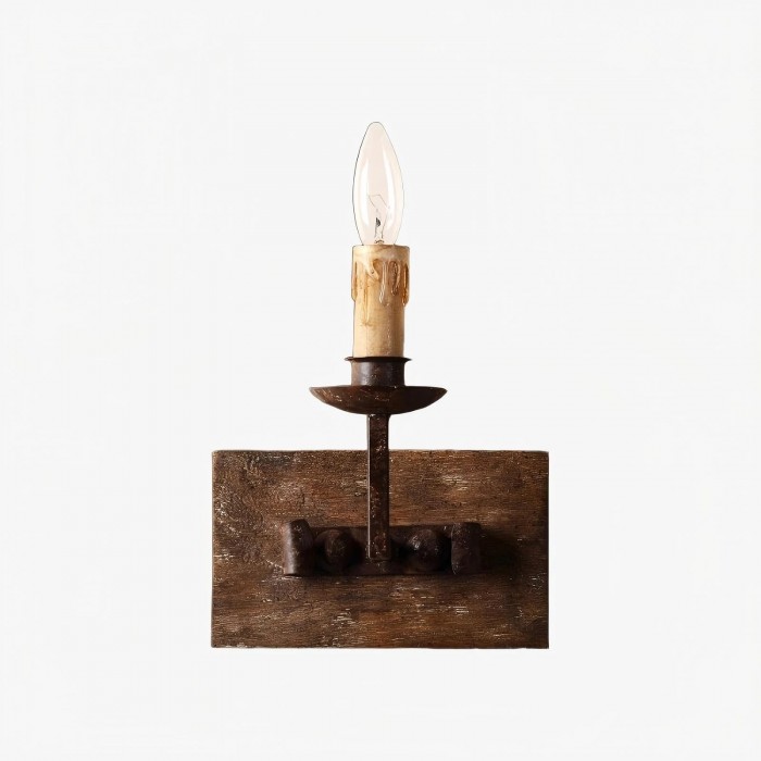 Aplique de pared rústico de madera para velas HL4121