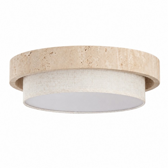 Plafondlamp met travertinkleurige bekleding, vlak gemonteerd, model HL4111