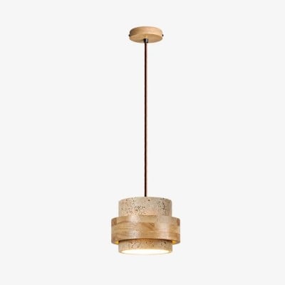 Hanglamp HL4159 van travertijnsteen en hout