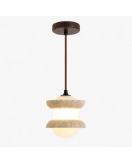 Hanglamp HL4159 van travertijnsteen en hout