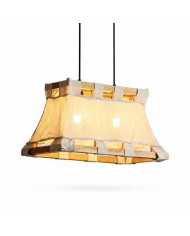 Suspension en céramique émaillée à motif botanique avec quincaillerie couleur laiton HL4498